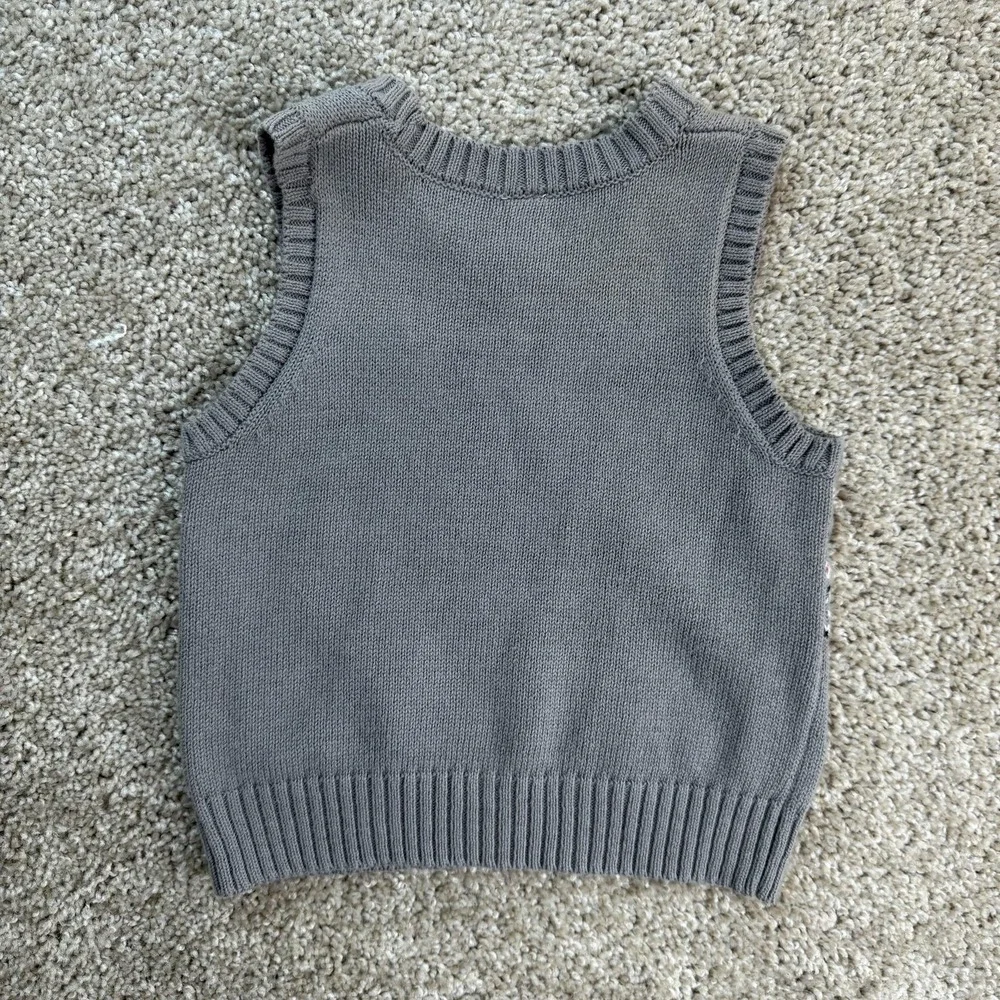 George Sweater Vest Toddler Boys 18-24 Months Gray Knit Fair Isle Bison Pullover